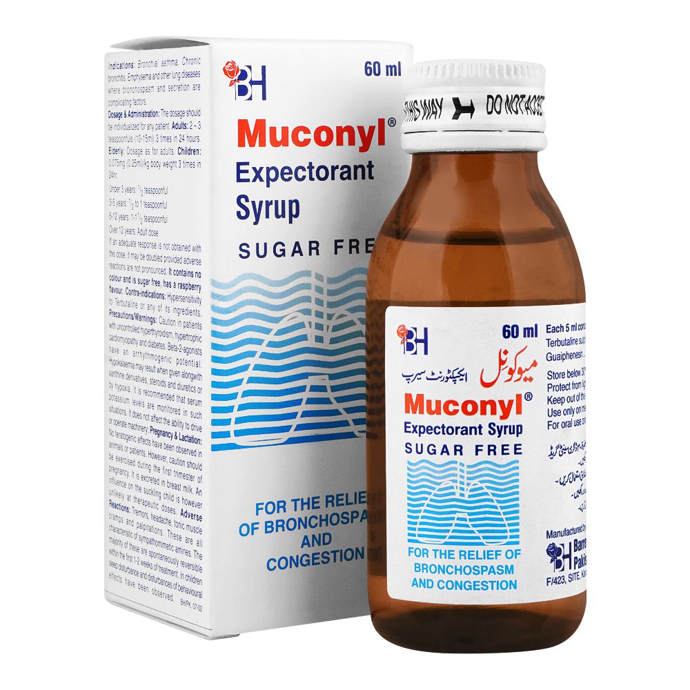 Barrett Hodgson Muconyl Expectorant Syrup, Sugar-Free, 60ml product image - Bolanclinic
