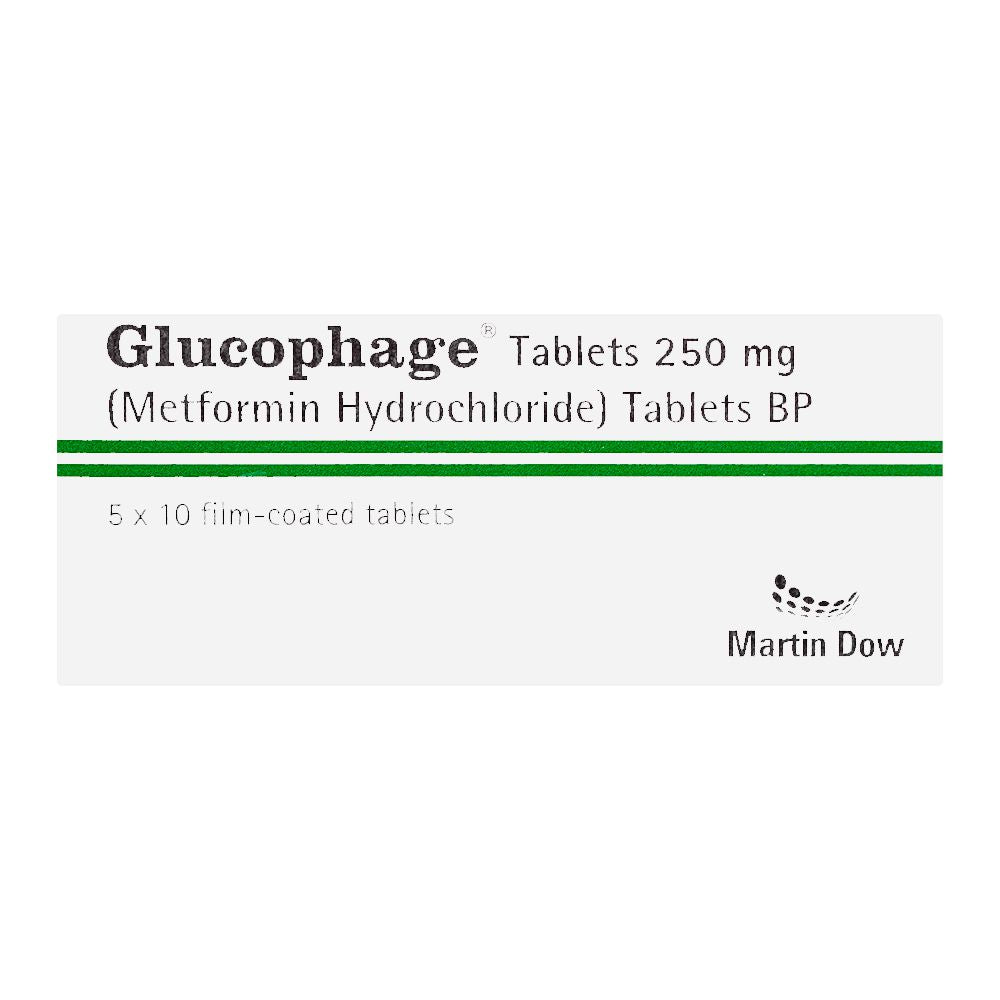 Martin Dow Glucophage Tablet, 250mg, 1-Strip product image 2 - Bolanclinic