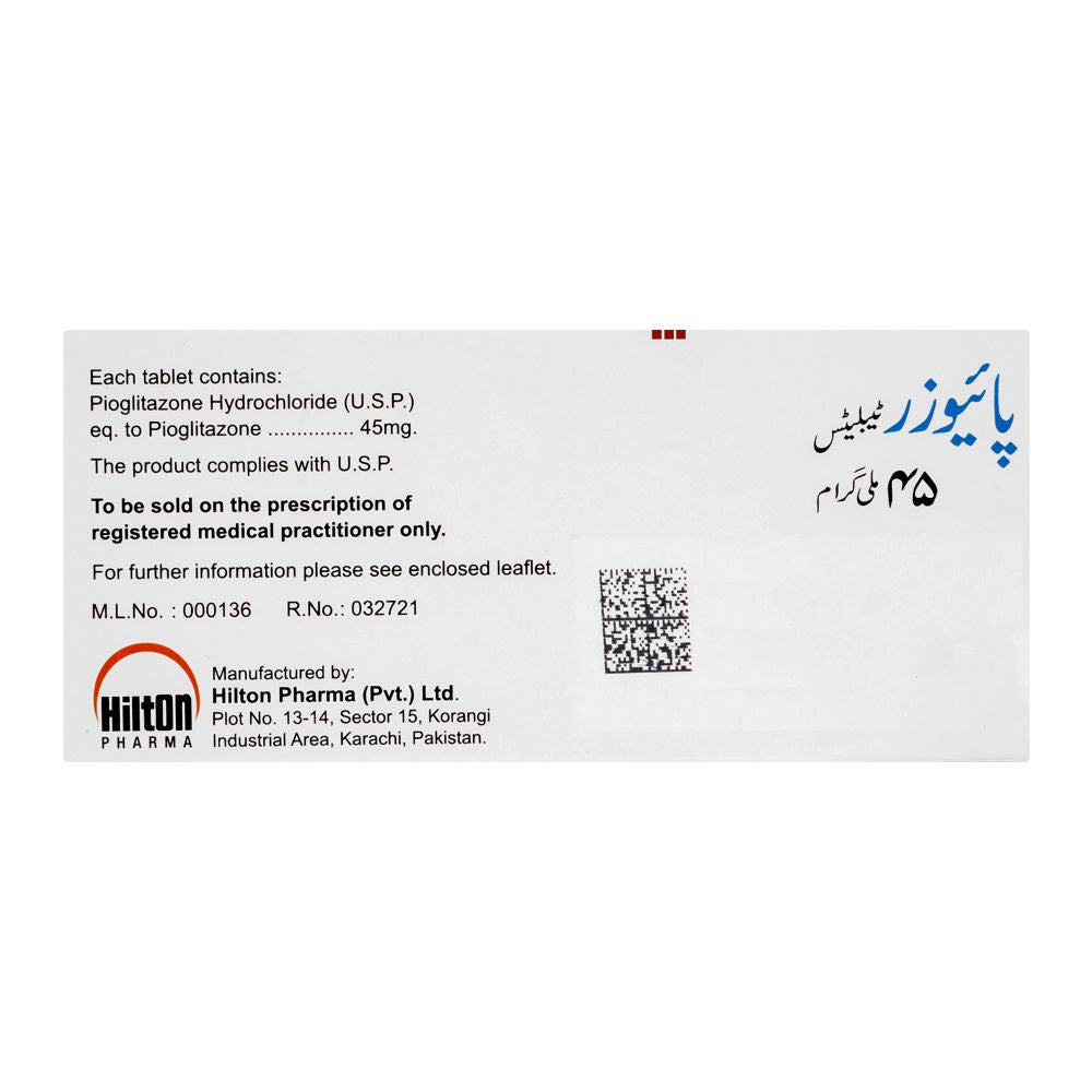 Hilton Pharma Piozer Tablet, 45mg, 14-Pack product image 2 - Bolanclinic