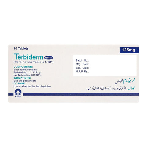 ATCO Laboratories Terbiderm Tablet, 125mg, 10-Pack product image 2 - Bolanclinic