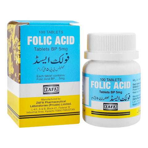 Zafa Pharmaceuticals Folic Acid Tablet, 5mg product image - Bolanclinic