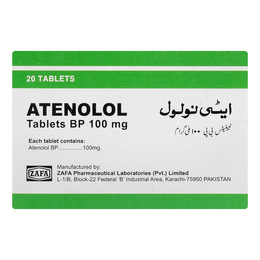 Zafa Pharmaceuticals Atenolol Tablet, 100mg, 20-Pack product image 2 - Bolanclinic