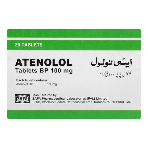 Zafa Pharmaceuticals Atenolol Tablet, 100mg, 20-Pack product image 2 - Bolanclinic