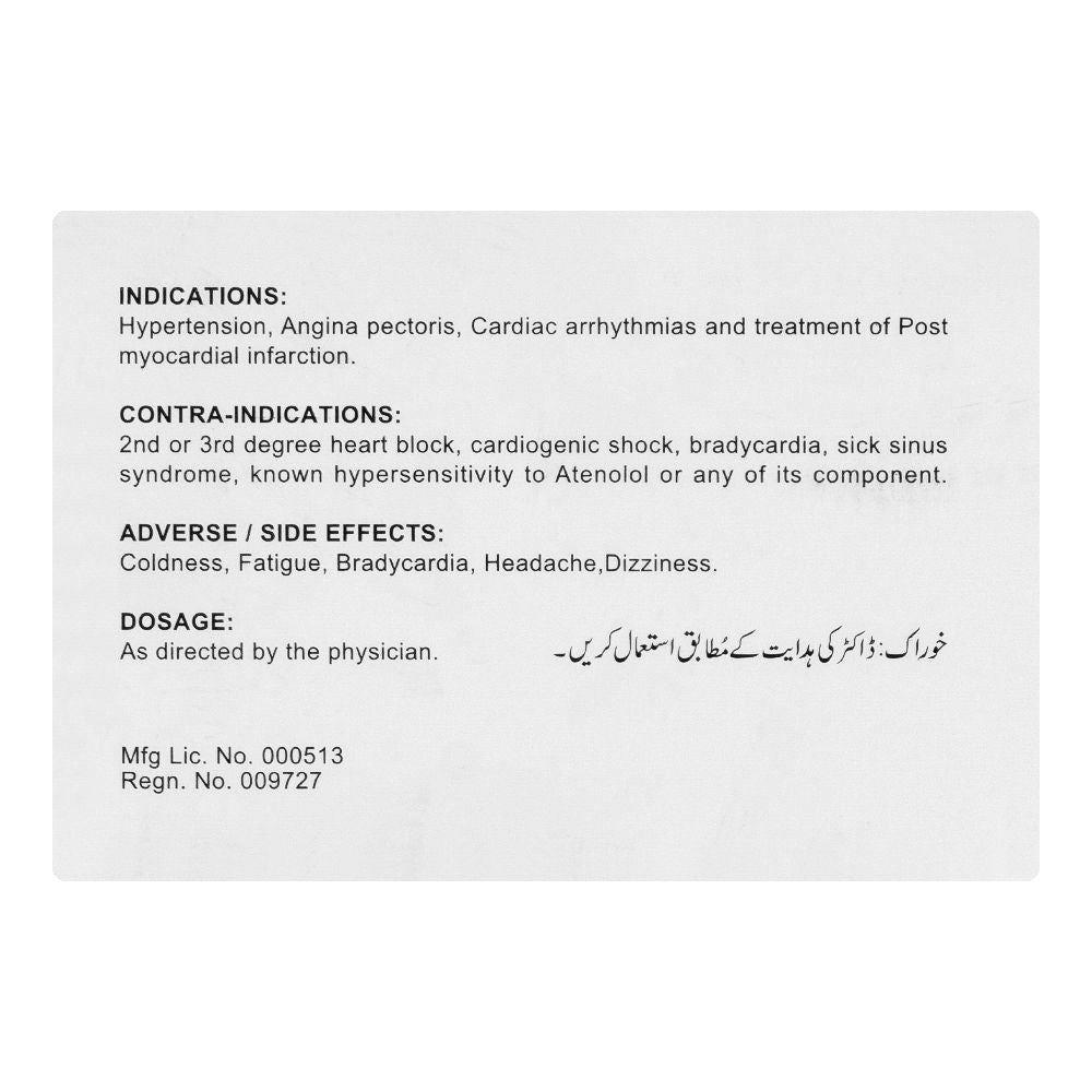 Zafa Pharmaceuticals Atenolol Tablet, 100mg, 20-Pack product image 3 - Bolanclinic