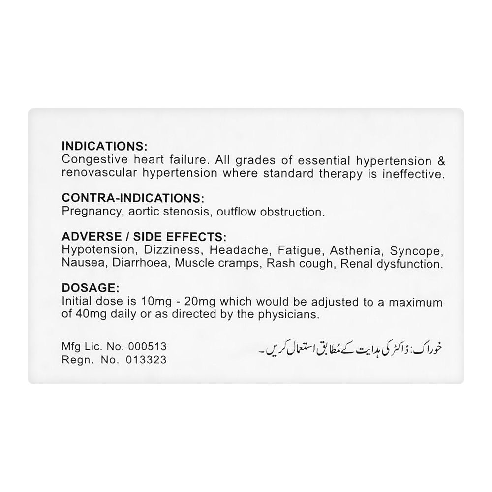 Zafa Pharmaceuticals Cardace Tablet, 10mg, 20-Pack product image 2 - Bolanclinic