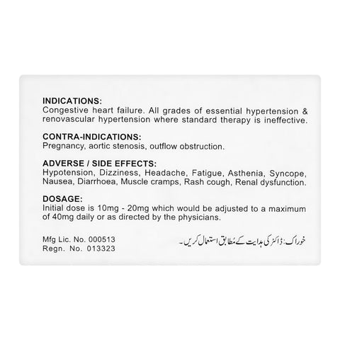 Zafa Pharmaceuticals Cardace Tablet, 10mg, 20-Pack product image 2 - Bolanclinic