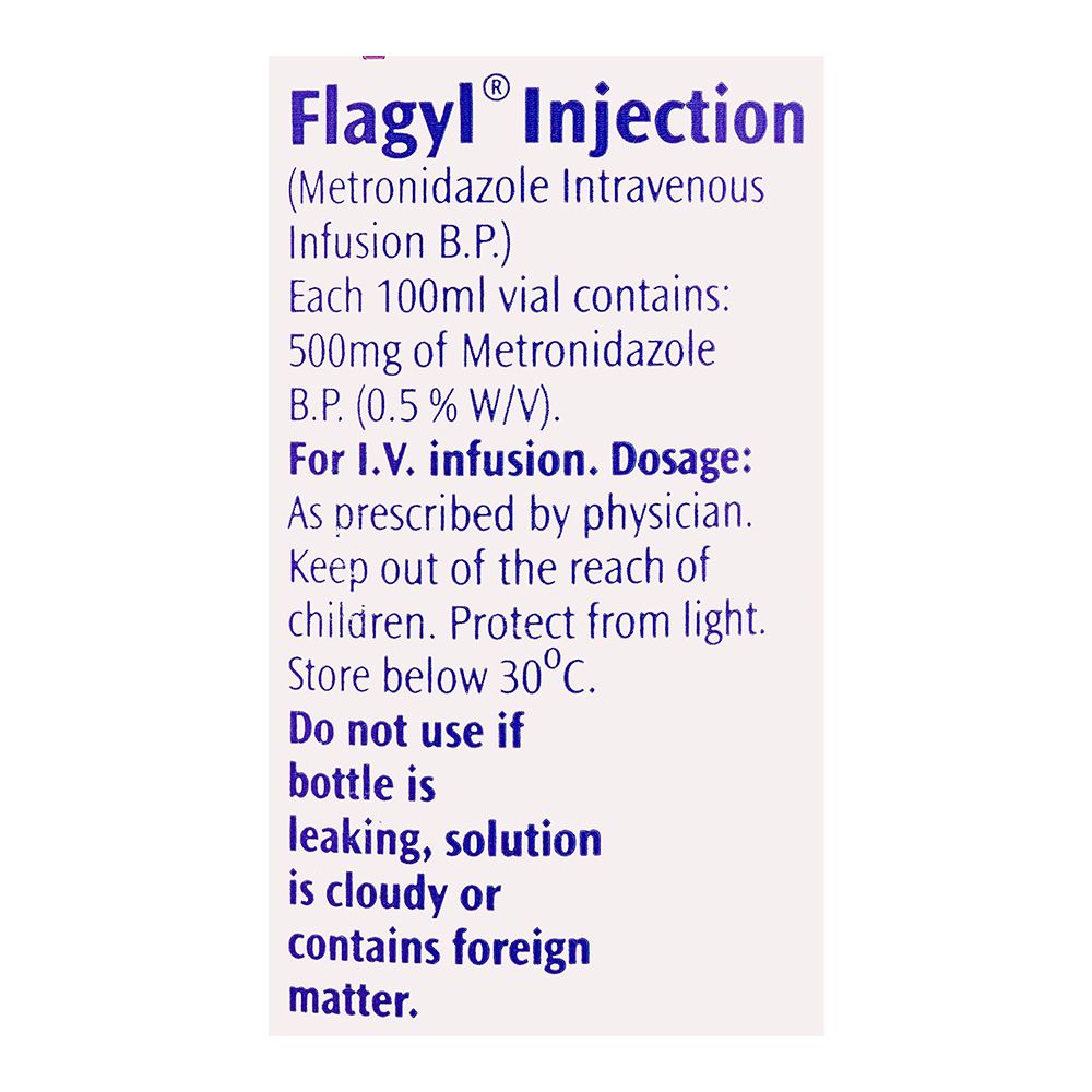 Flagyl Injection, 100ml Vial product image 4 - Bolanclinic
