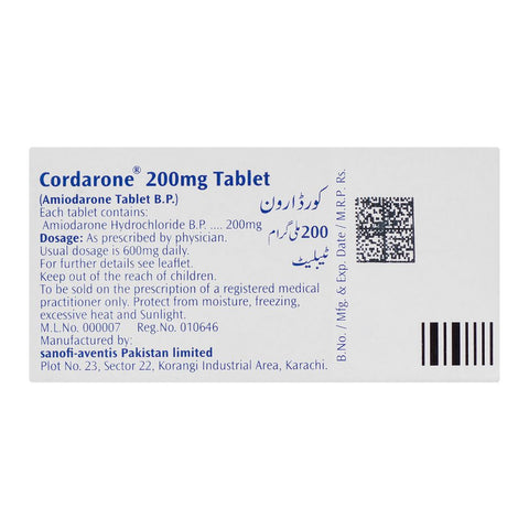 Cordarone Tablet, 200mg, 30-Pack product image 2 - Bolanclinic
