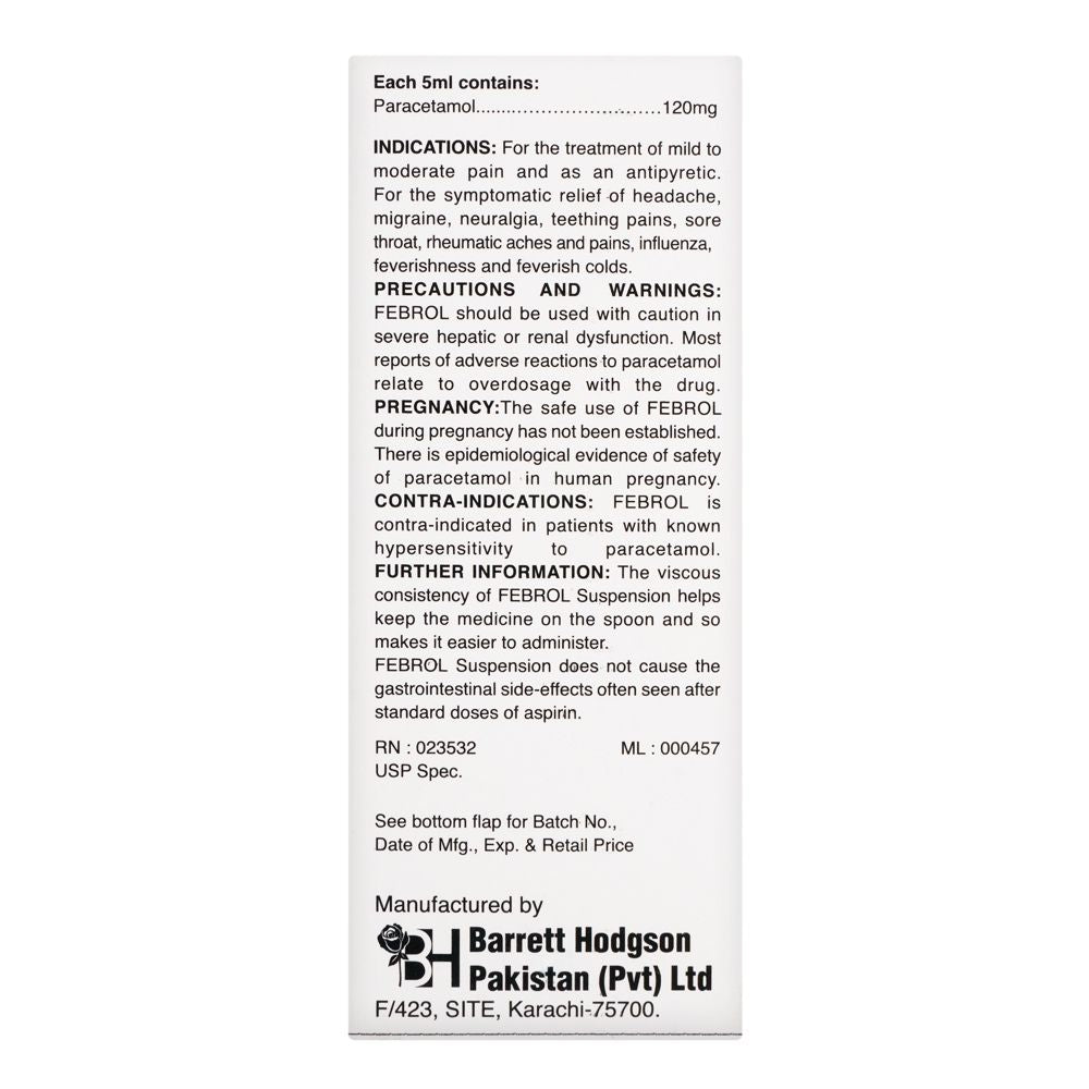 Barrett Hodgson Febrol Suspension, 60ml product image 4 - Bolanclinic