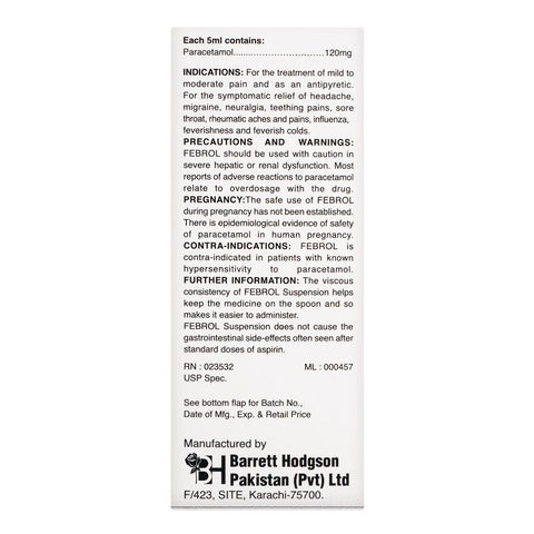 Barrett Hodgson Febrol Suspension, 60ml product image 4 - Bolanclinic