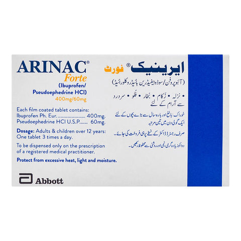 Abbott Arinac Forte Tablet, 400mg/60mg, 1-Strip product image 3 - Bolanclinic
