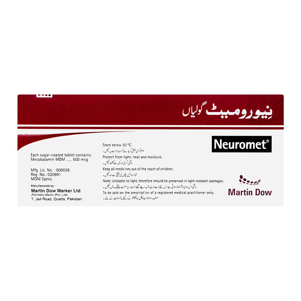 Martin Dow Neuromet Tablet, 500mg, 1-Strip product image 2 - Bolanclinic