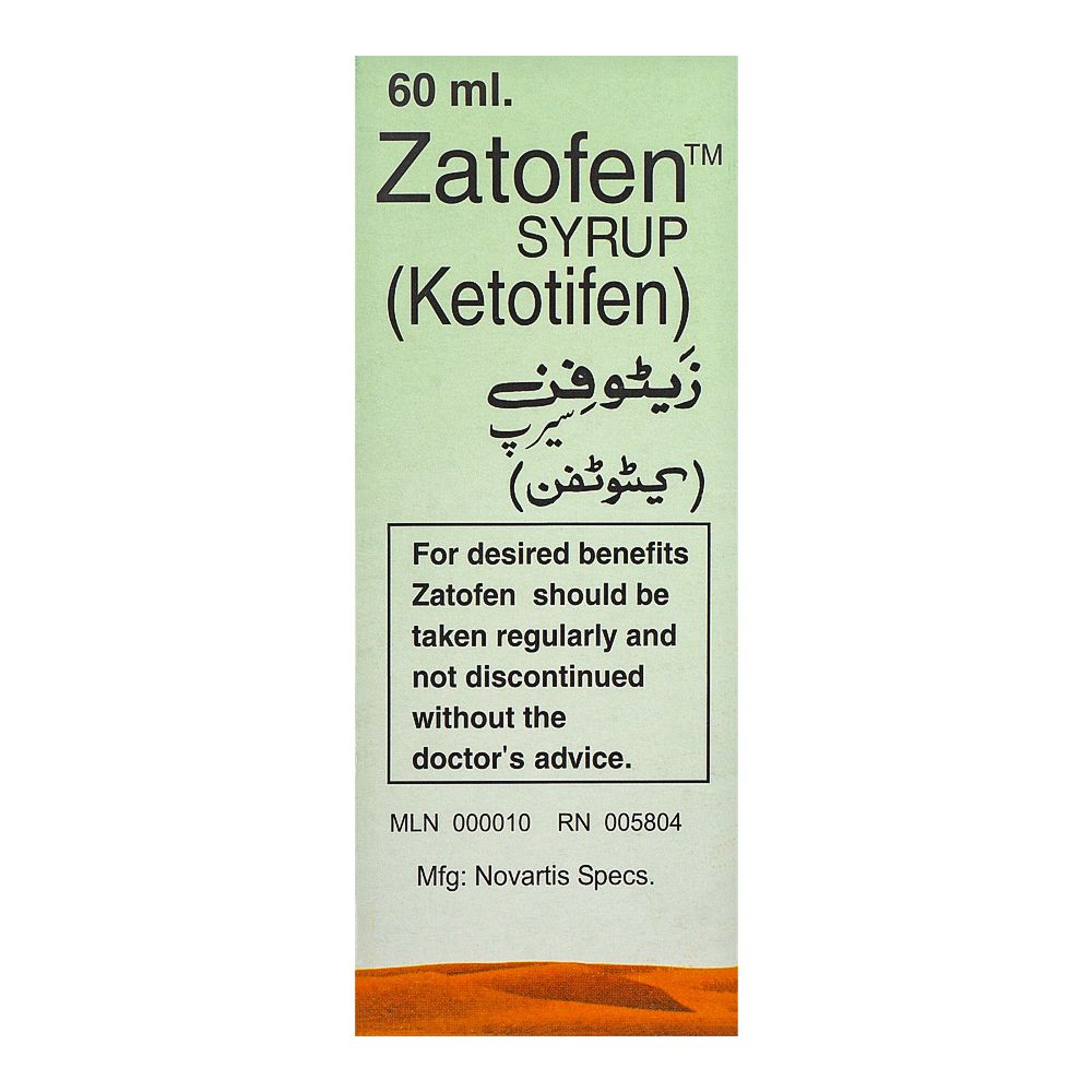 Novartis Pharmaceuticals Zatofen Syrup, 60ml product image 2 - Bolanclinic