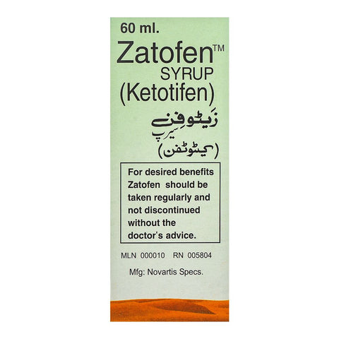 Novartis Pharmaceuticals Zatofen Syrup, 60ml product image 2 - Bolanclinic