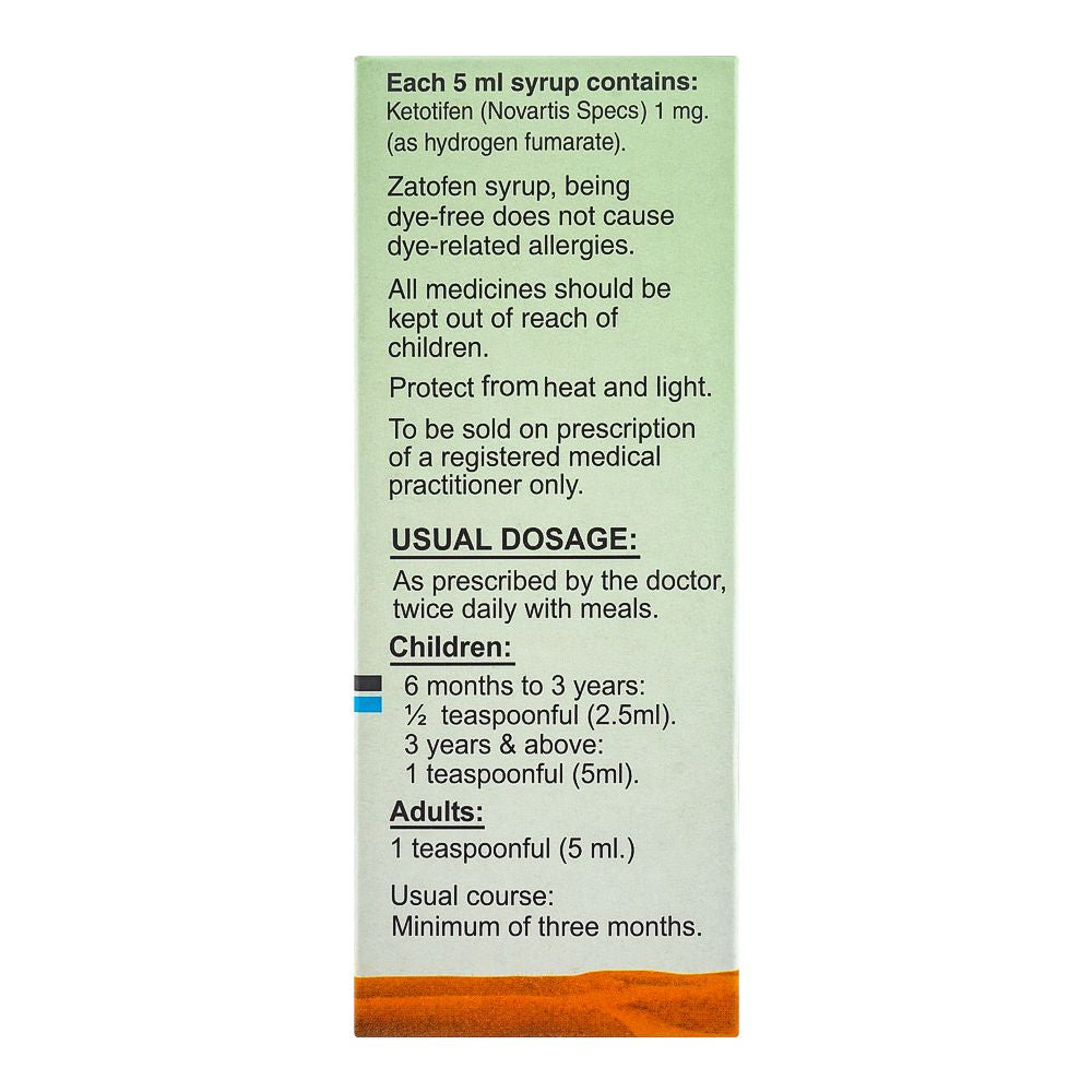 Novartis Pharmaceuticals Zatofen Syrup, 60ml product image 4 - Bolanclinic