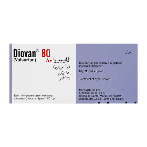 Novartis Pharmaceuticals Diovan Tablet, 80mg, 1-Strip product image 2 - Bolanclinic