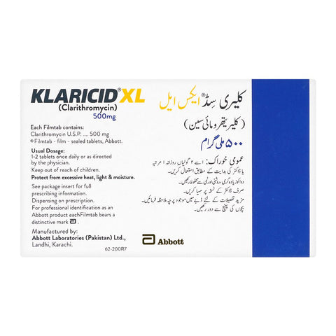 Abbott Klaricid-XL Tablet, 500mg, 5-Pack product image 2 - Bolanclinic