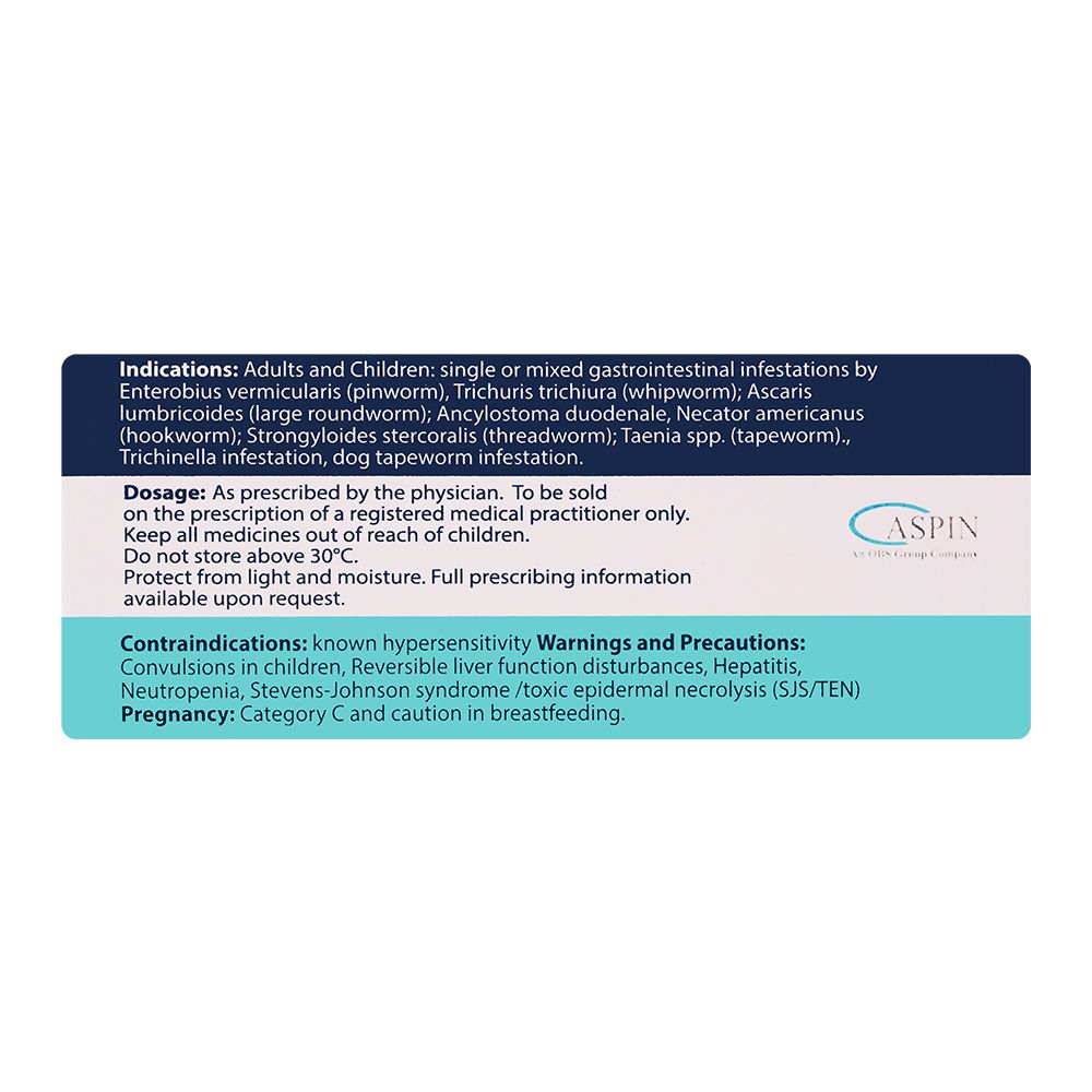Aspin Pharma Vermox Oral Suspension, 100mg/5ml, 30ml product image 4 - Bolanclinic