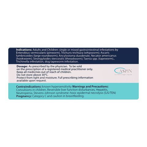 Aspin Pharma Vermox Oral Suspension, 100mg/5ml, 30ml product image 4 - Bolanclinic