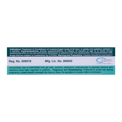 Aspin Pharma Daktarin Oral Gel, Sugar-Free, 20mg/g product image 4 - Bolanclinic