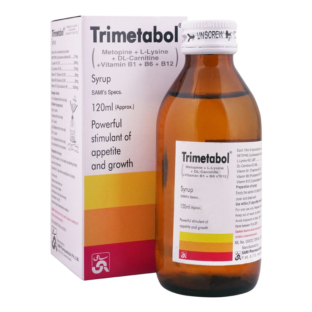 Sami Pharmaceuticals Trimetabol Syrup, 120ml product image - Bolanclinic