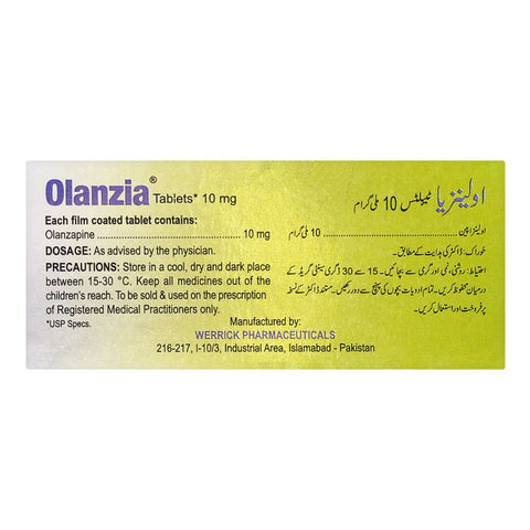 Werrick Pharmaceuticals Olanzia Tablet, 10mg, 10-Pack product image 2 - Bolanclinic