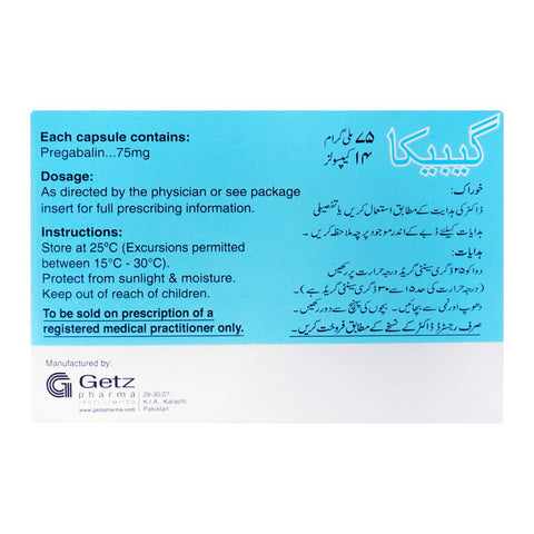 Getz Pharma Gabica Capsule, 75mg, 14-Pack product image 3 - Bolanclinic
