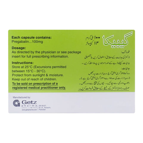 Getz Pharma Gabica Capsule, 100mg, 14-Pack product image 3 - Bolanclinic