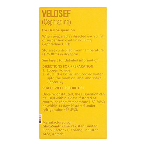 GSK Velosef Suspension, 250mg/90ml product image 2 - Bolanclinic