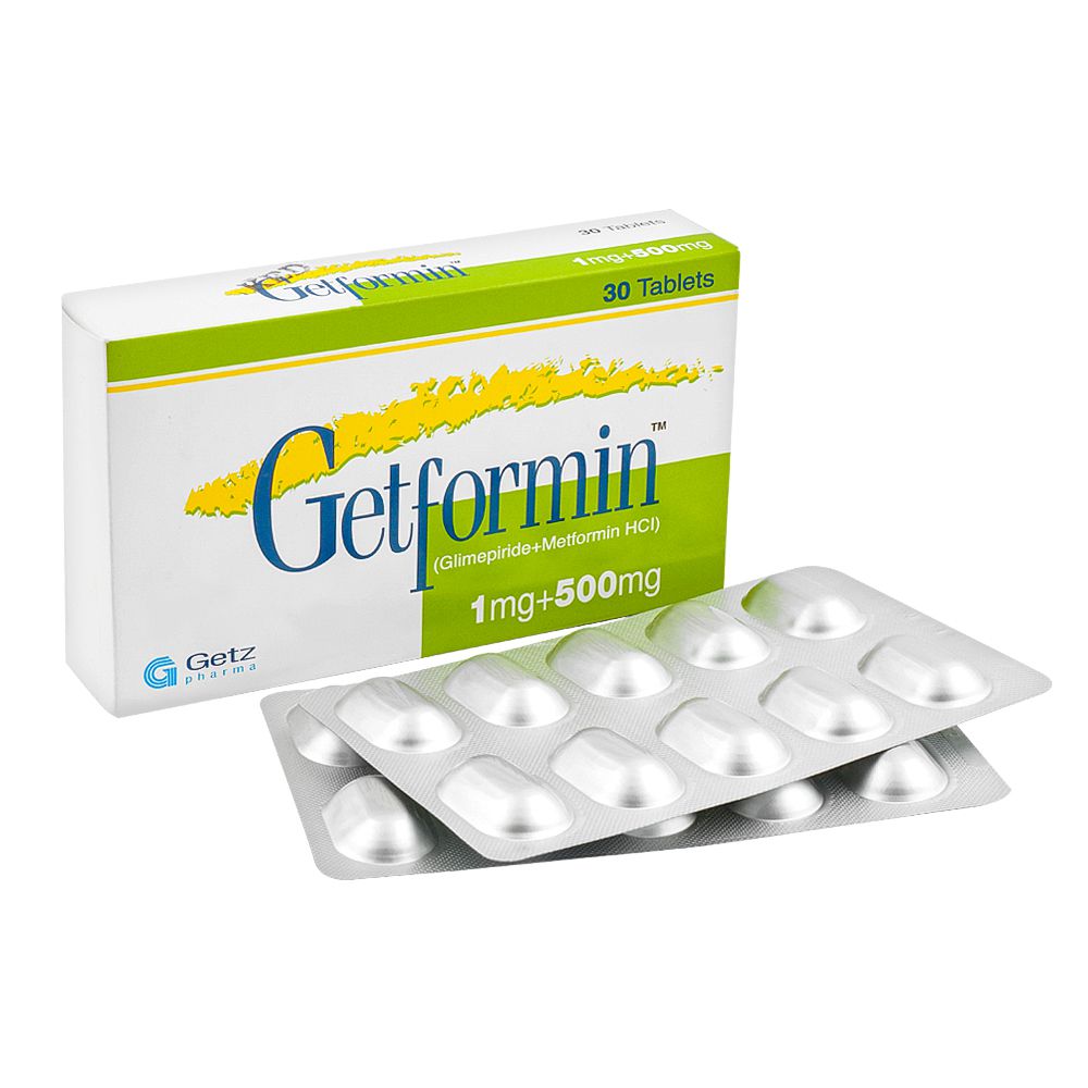 Getz Pharma Getformin Tablet, 1mg + 500mg, 30-Pack product image 2 - Bolanclinic