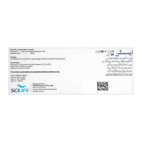 Scilife Pharma Amstan Tablet, 5mg + 80mg, 28-Pack product image 2 - Bolanclinic