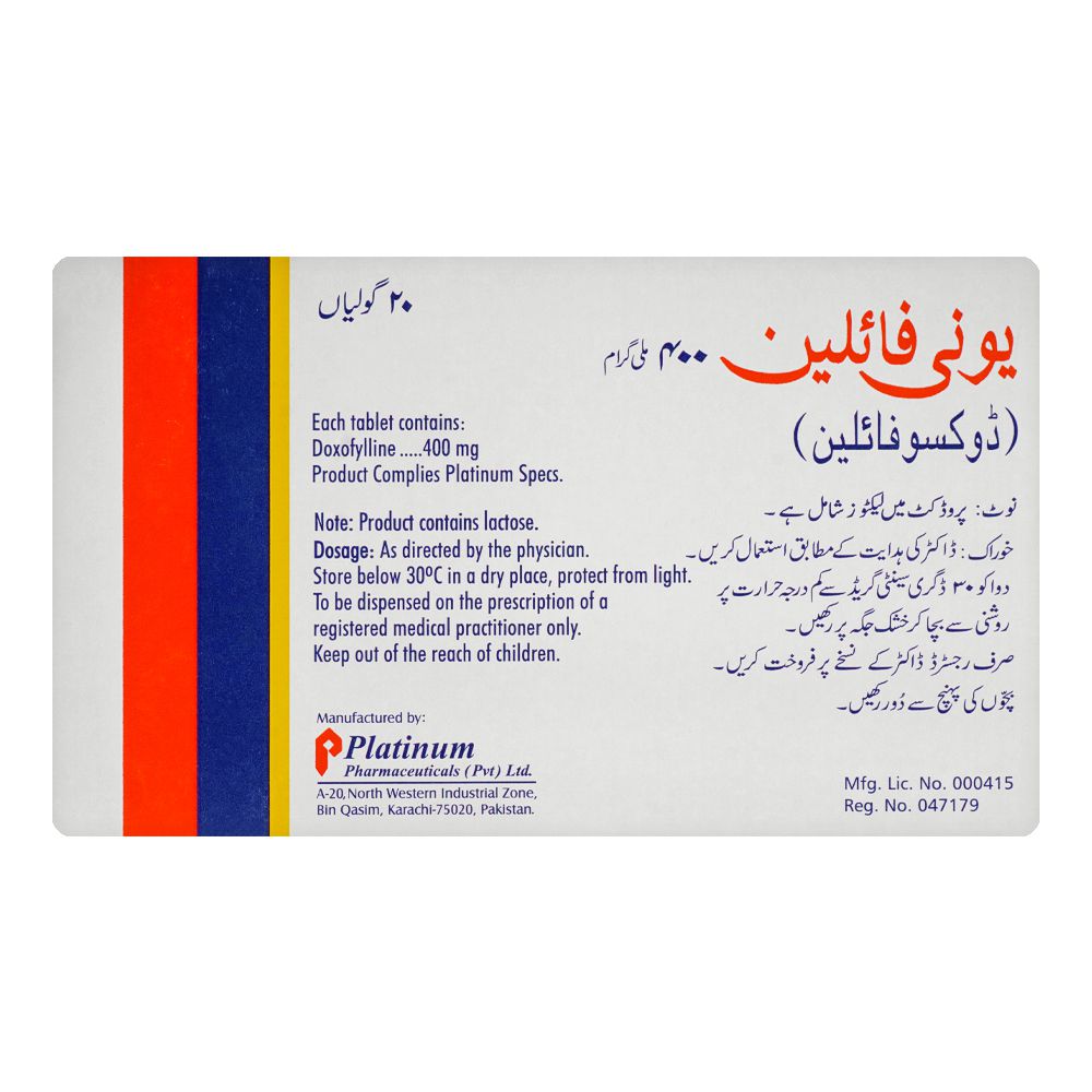 Platinum Pharmaceuticals Unifyline Tablet, 400mg, 20-Pack product image 2 - Bolanclinic