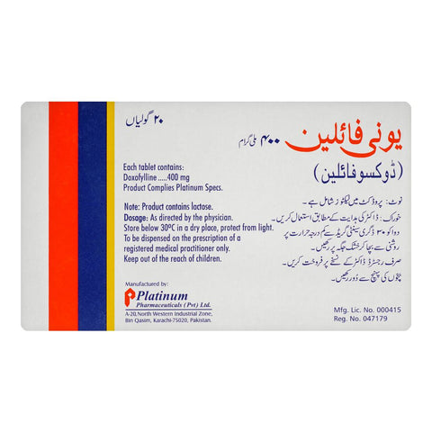 Platinum Pharmaceuticals Unifyline Tablet, 400mg, 20-Pack product image 2 - Bolanclinic