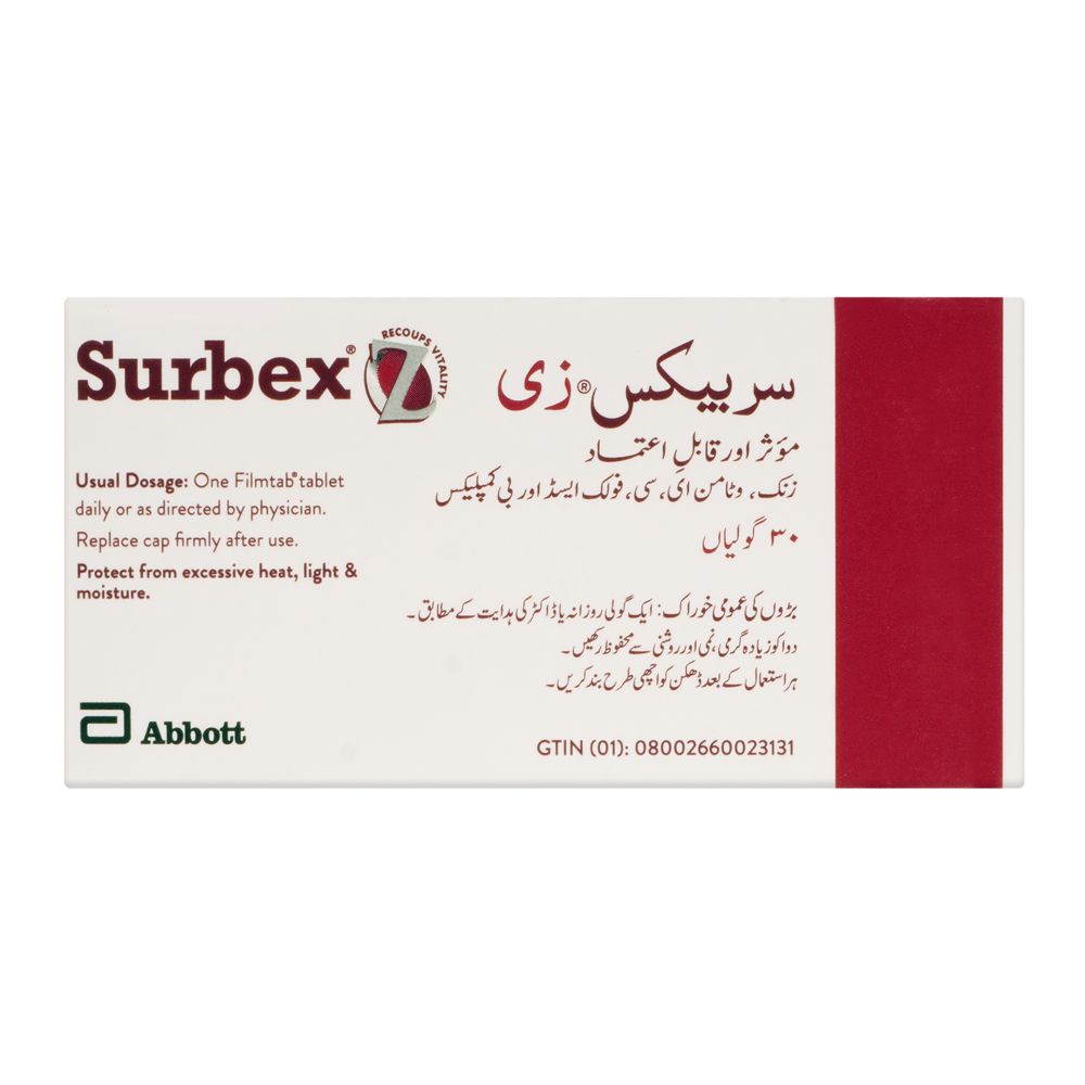 Abbott Surbex Z Tablet, 30-Pack product image 2 - Bolanclinic