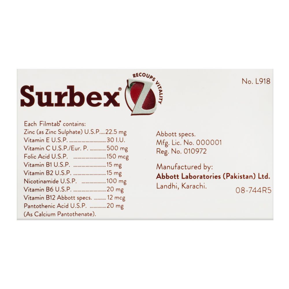 Abbott Surbex Z Tablet, 30-Pack product image 4 - Bolanclinic