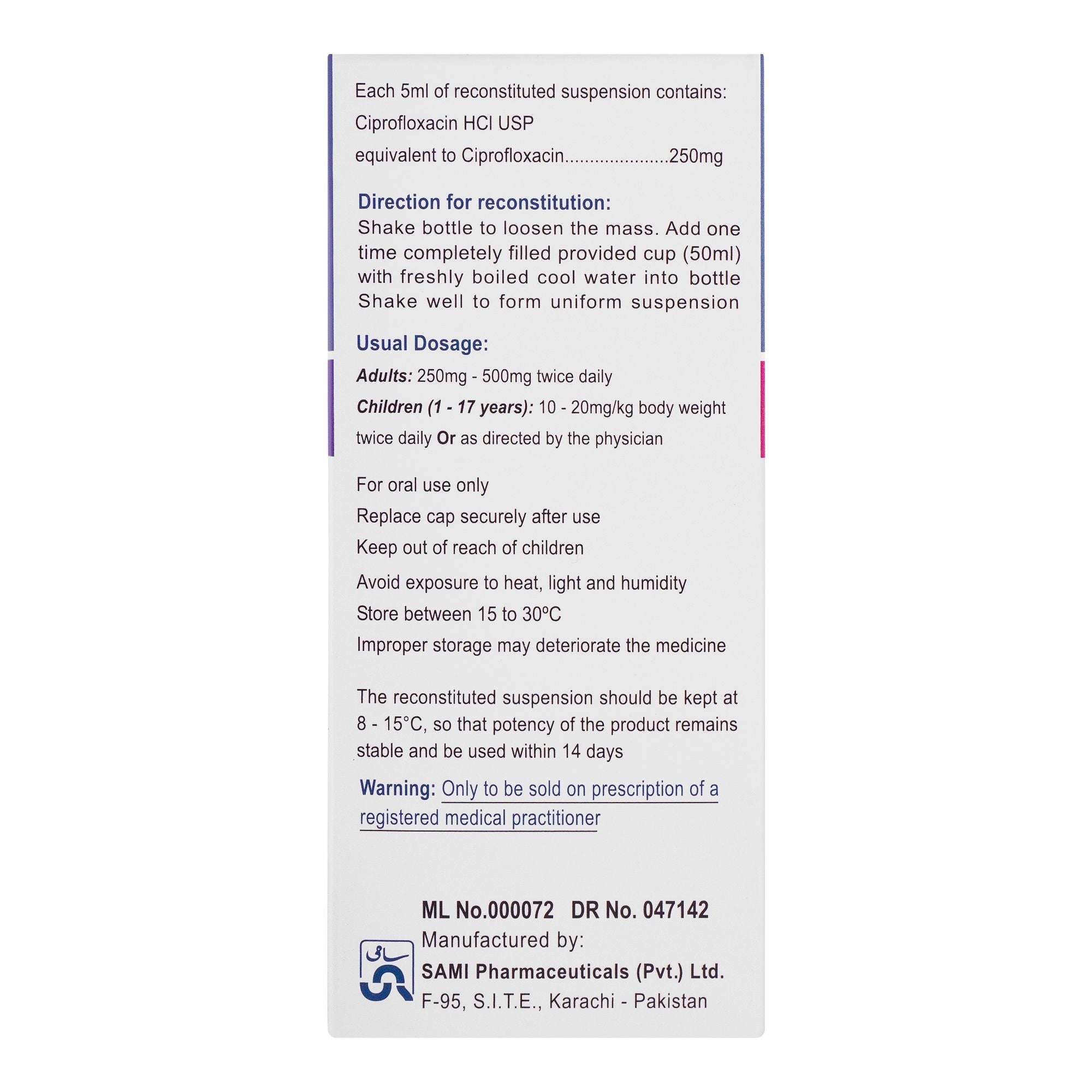 Sami Pharmaceuticals Novidat Dry Suspension, 250mg/5ml product image 3 - Bolanclinic