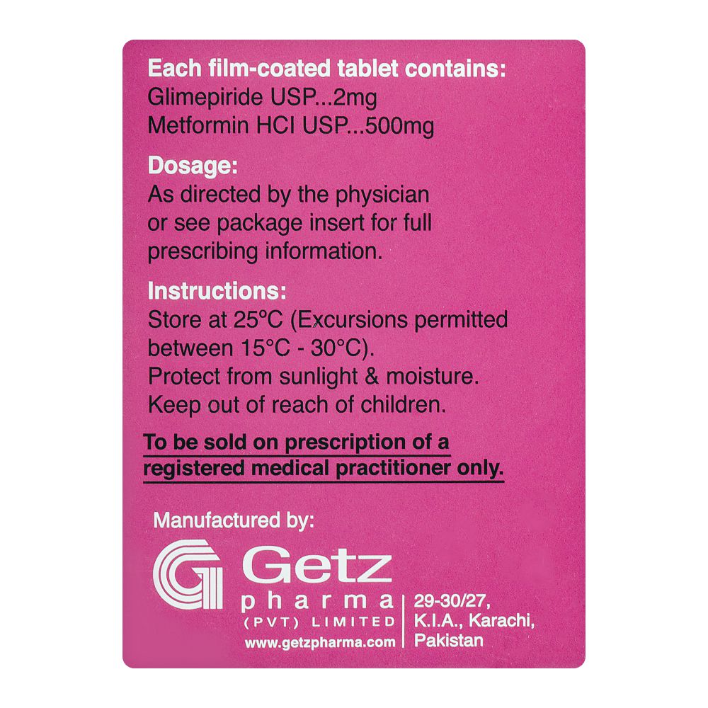 Getz Pharma Getformin Tablet, 2mg + 500mg, 30-Pack product image 5 - Bolanclinic