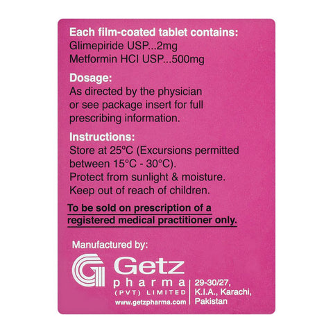 Getz Pharma Getformin Tablet, 2mg + 500mg, 30-Pack product image 5 - Bolanclinic