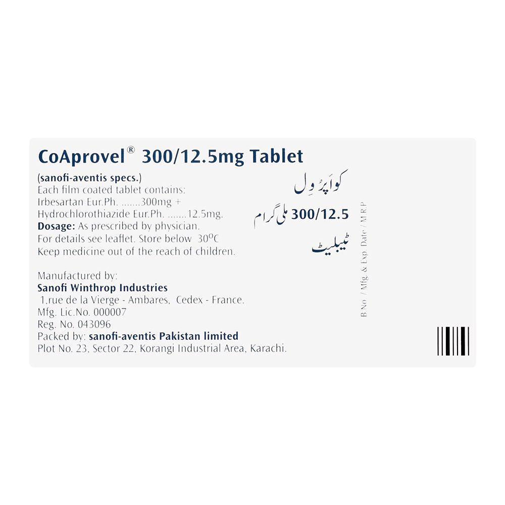 Co-Aprovel Tablet, 300/12.5mg, 28-Pack product image 2 - Bolanclinic
