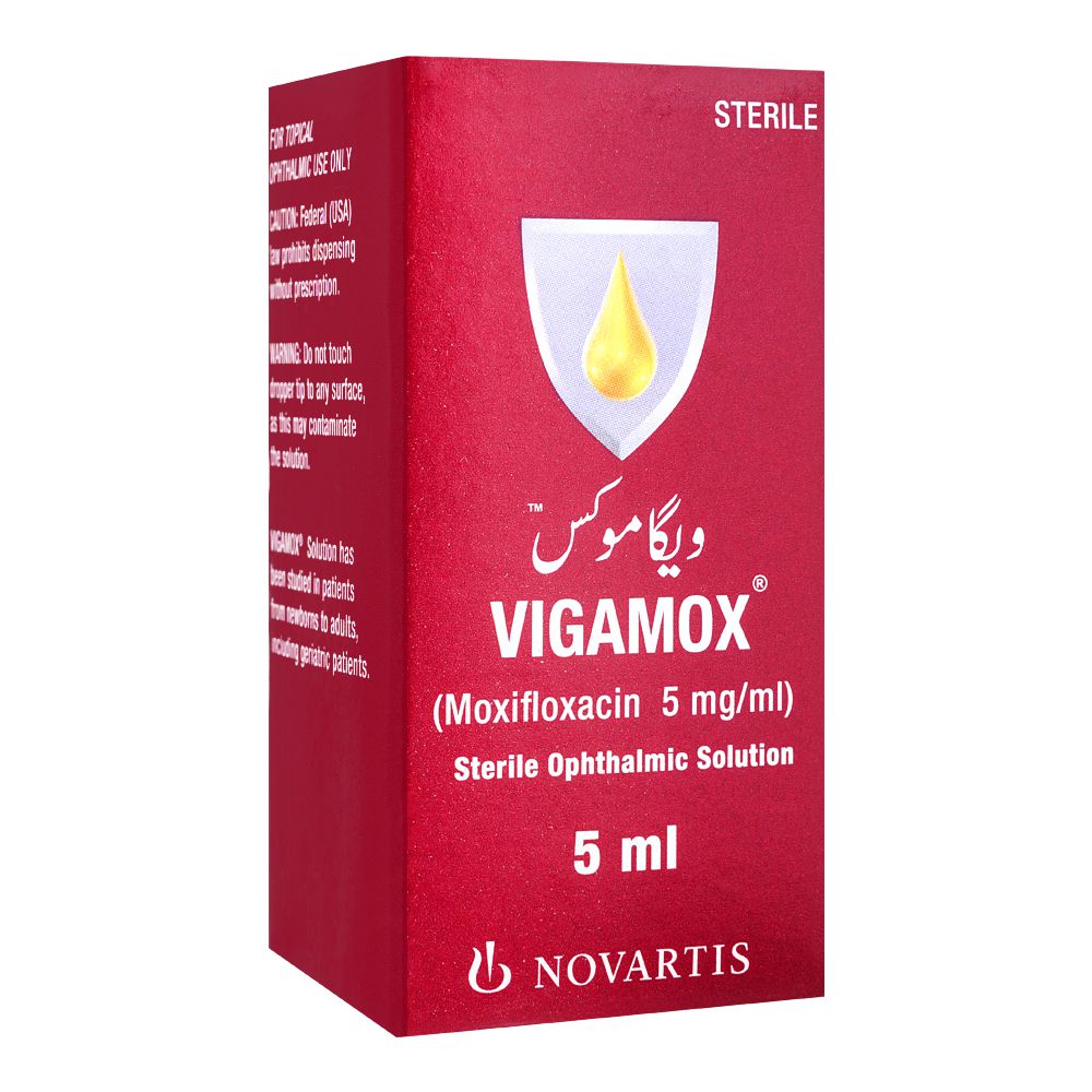 Novartis Pharmaceuticals Vigamox 0.5% Eye Drops, 5ml product image - Bolanclinic