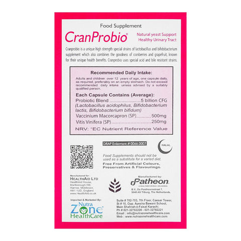 Nutra Zone Healthcare Cranprobio One A Day Capsules, 10-Pack product image 2 - Bolanclinic