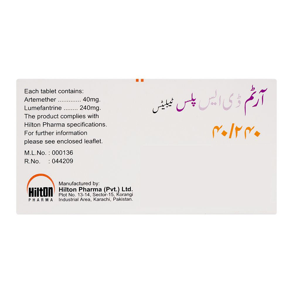 Hilton Pharma Artem DS Plus Tablet, 40/240mg, 8-Pack product image 2 - Bolanclinic