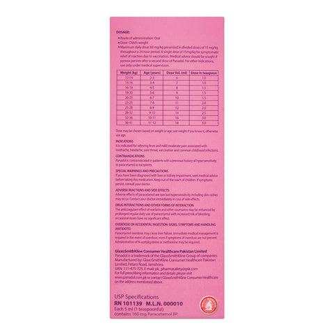 Haleon Children's Panadol Liquid, Sugar-Free, 120ml product image 5 - Bolanclinic