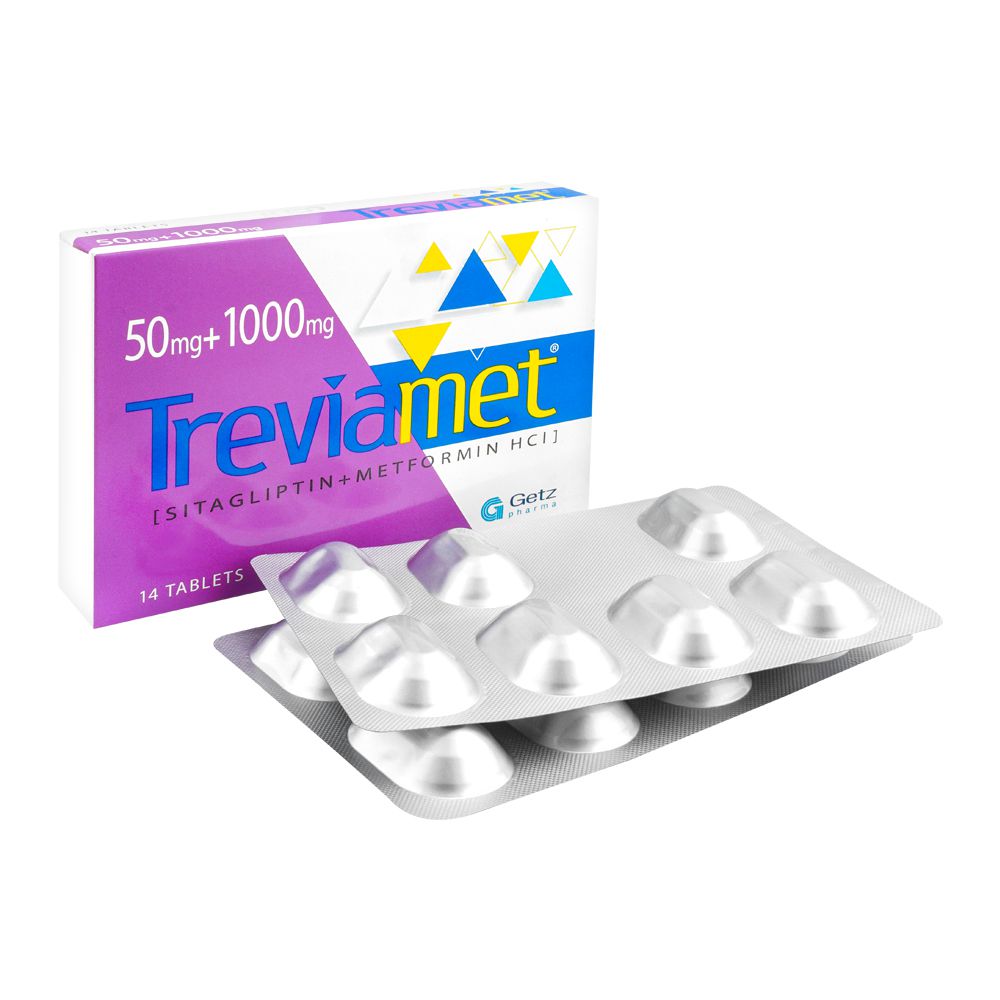 Getz Pharma Treviamet Tablet, 50mg + 1000mg, 1-Strip product image - Bolanclinic