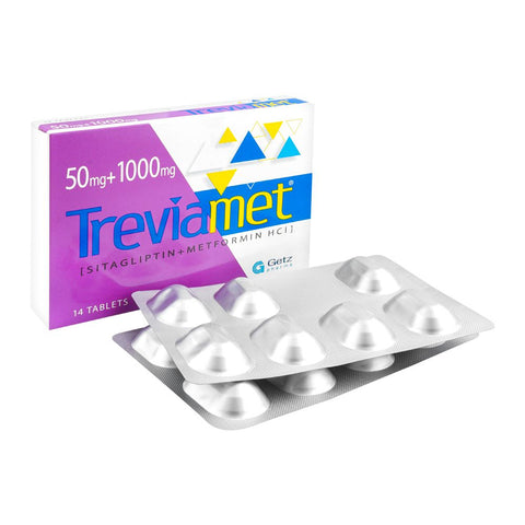Getz Pharma Treviamet Tablet, 50mg + 1000mg, 1-Strip product image - Bolanclinic