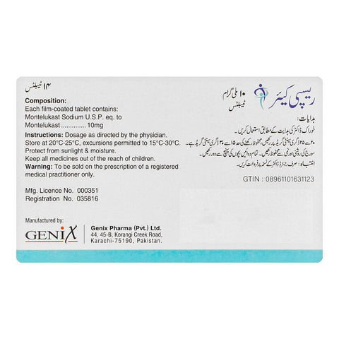 Genix Pharma Respicare Tablet, 10mg, 14-Pack product image 2 - Bolanclinic