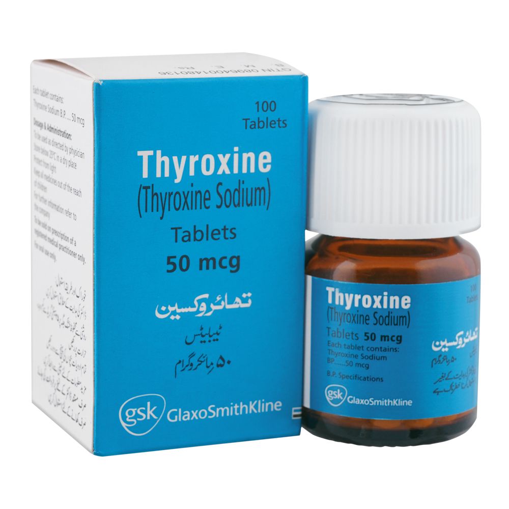 GSK Thyroxine Tablet, 50mcg, 100-Pack product image - Bolanclinic