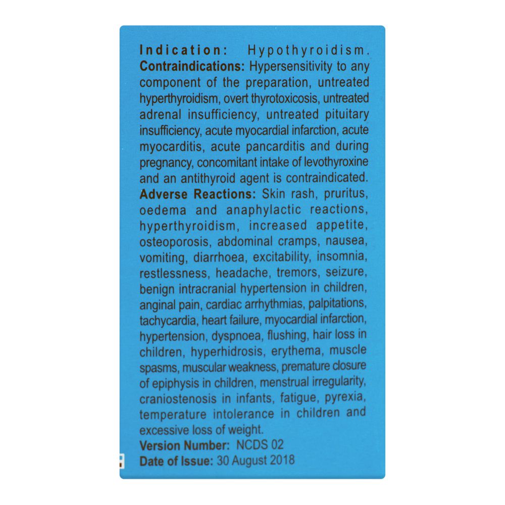 GSK Thyroxine Tablet, 50mcg, 100-Pack product image 3 - Bolanclinic