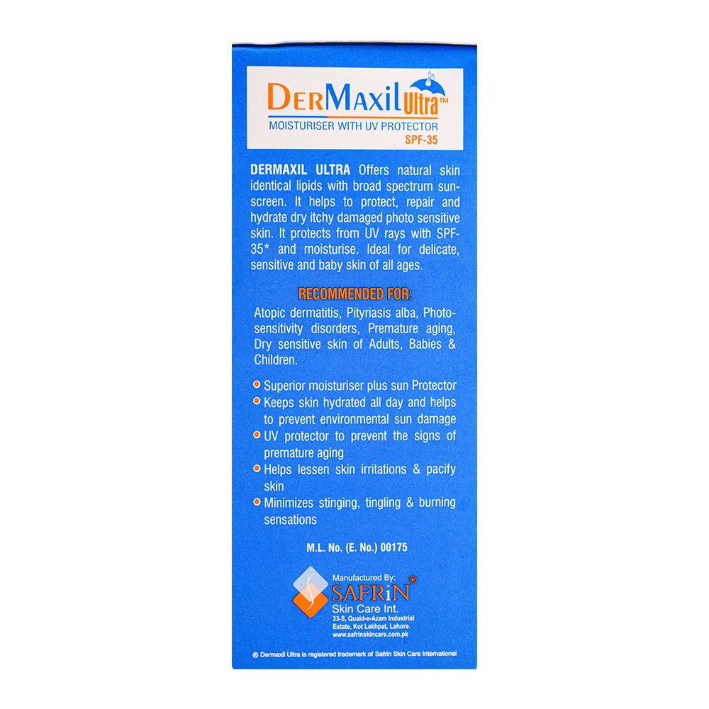 Safrin Skin Care Dermaxil Ultra Moisturiser With UV Protector, SPF-35, 100ml product image 3 - Bolanclinic