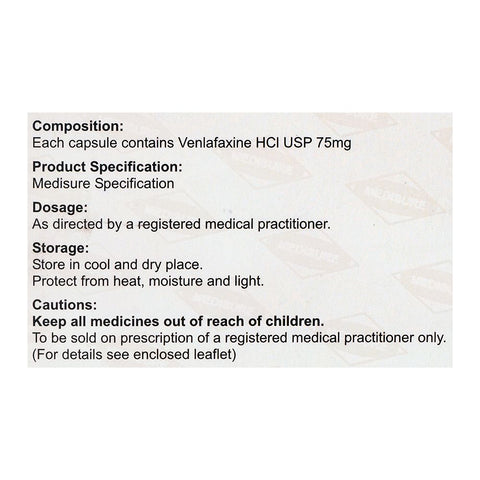 Medisure Laboratories Venice XR Capsule, 75mg, 14-Pack product image 3 - Bolanclinic